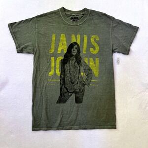 Janis Joplin Graphic T-Shirt Olive Green Vintage Style Rock Band Tee S/Medium